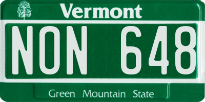 VT license plate NON648