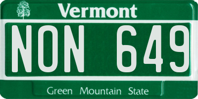 VT license plate NON649