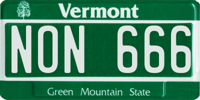 VT license plate NON666