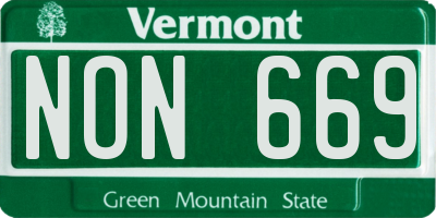 VT license plate NON669