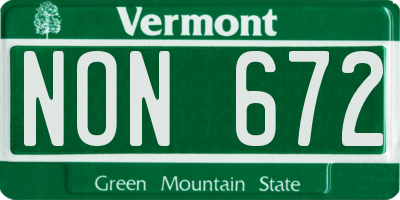 VT license plate NON672