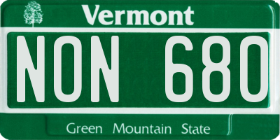 VT license plate NON680