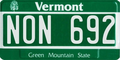 VT license plate NON692