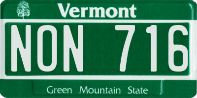 VT license plate NON716