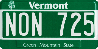 VT license plate NON725