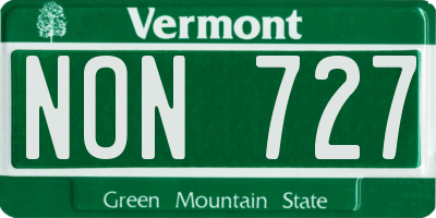 VT license plate NON727