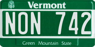 VT license plate NON742