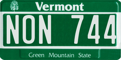 VT license plate NON744