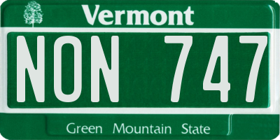 VT license plate NON747
