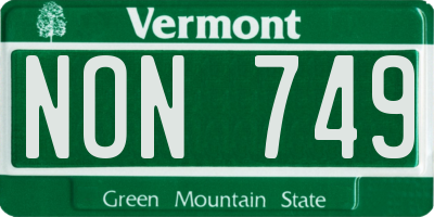 VT license plate NON749