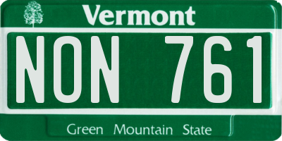 VT license plate NON761