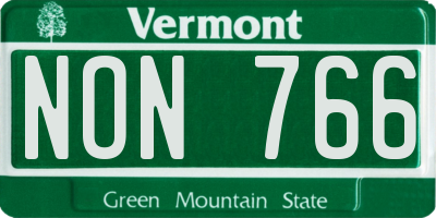 VT license plate NON766