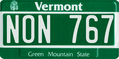 VT license plate NON767