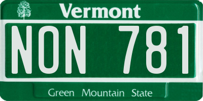 VT license plate NON781