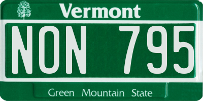 VT license plate NON795