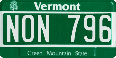 VT license plate NON796