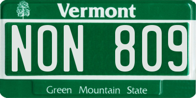 VT license plate NON809