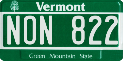 VT license plate NON822