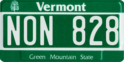 VT license plate NON828