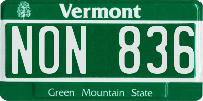 VT license plate NON836