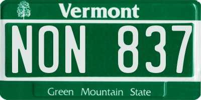 VT license plate NON837
