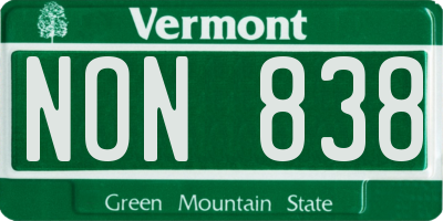 VT license plate NON838