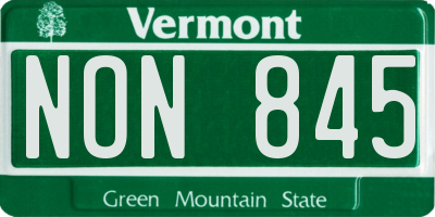 VT license plate NON845