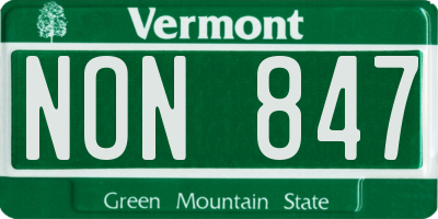 VT license plate NON847