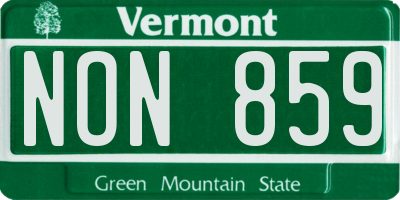 VT license plate NON859