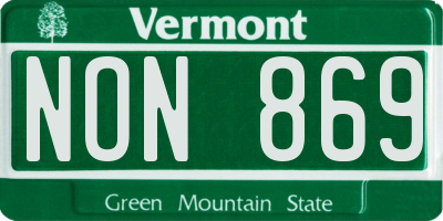 VT license plate NON869