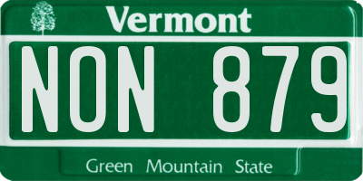 VT license plate NON879