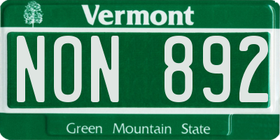 VT license plate NON892