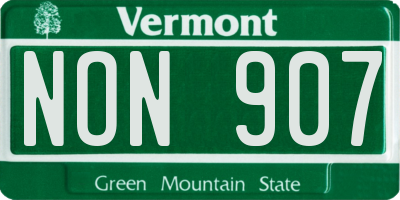 VT license plate NON907