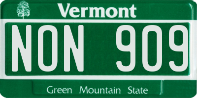 VT license plate NON909