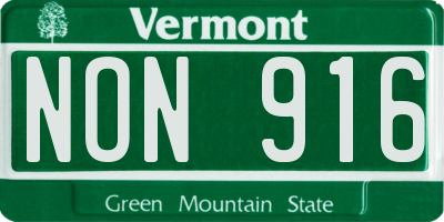 VT license plate NON916
