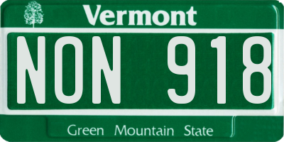 VT license plate NON918