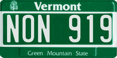 VT license plate NON919