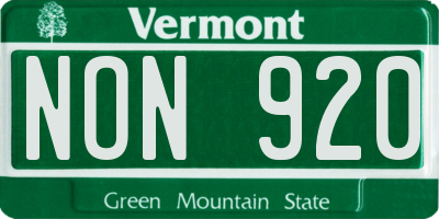 VT license plate NON920