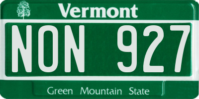 VT license plate NON927