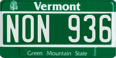 VT license plate NON936