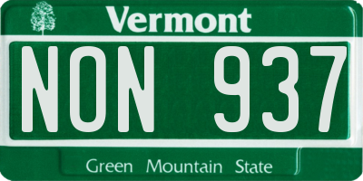 VT license plate NON937