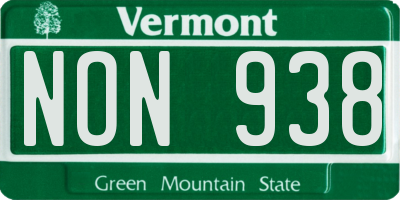 VT license plate NON938