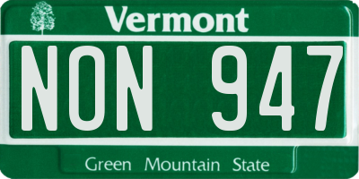 VT license plate NON947
