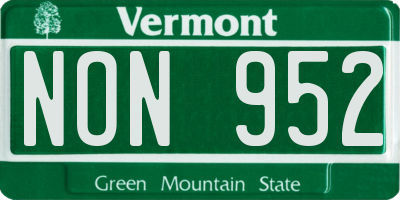 VT license plate NON952