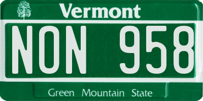 VT license plate NON958