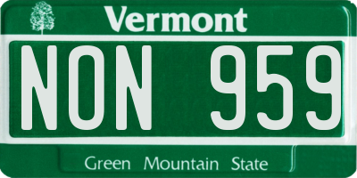 VT license plate NON959