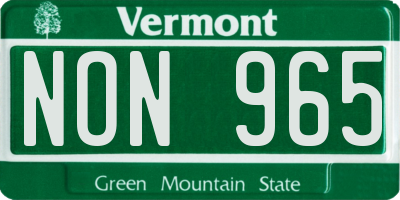VT license plate NON965