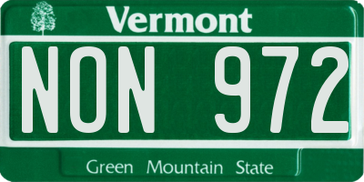 VT license plate NON972