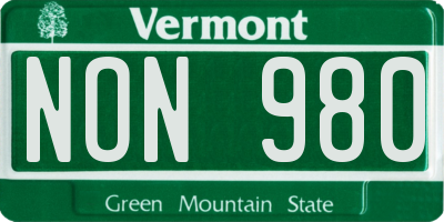 VT license plate NON980