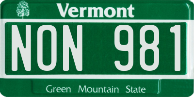 VT license plate NON981